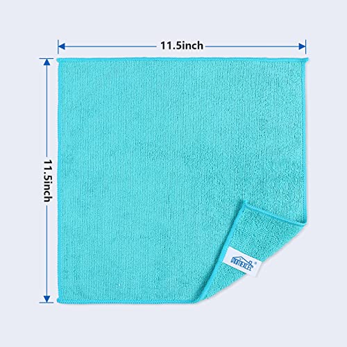 HOMEXCEL Microfiber Cleansing Cloths - 12 Pack, Assorted Colours (Inexperienced, Blue, Yellow, Pink), 11.5" x 11.5" Cleansing Towels