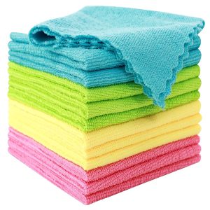 MOONQUEEN 12-Pack Microfiber Cleansing Cloths – Reusable Towels, Fast-Drying, 12″x12″, Out there in Inexperienced, Blue, Yellow, and Pink