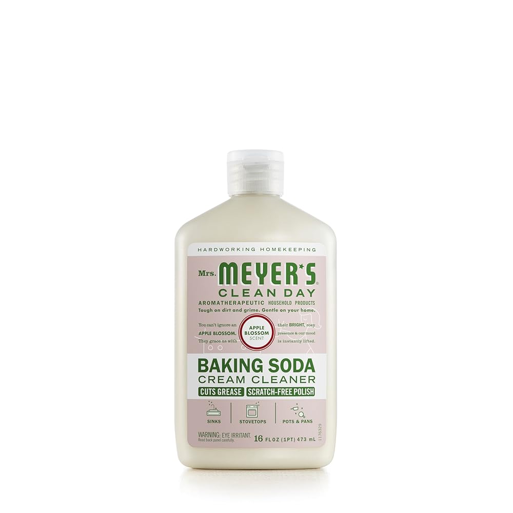 MRS. MEYER’S CLEAN DAY Cream Cleaner with Baking Soda, Grease-Slicing System, Scratch-Free End, Made with Plant-Derived Components, Apple Blossom Scent, 16 Fl Oz, Single Pack