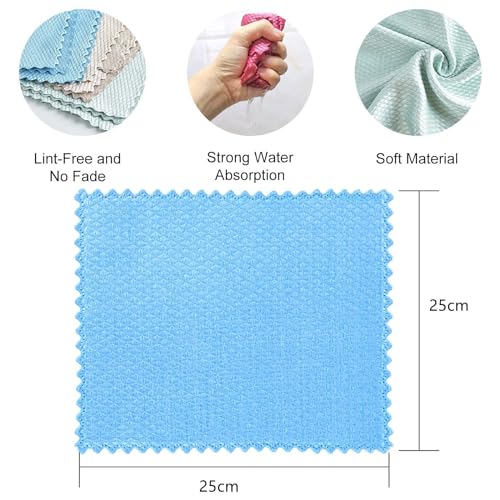 Set of 10 Microfiber Cleansing Cloths – Fish Scale Design, Lint-Free, Nanoscale Absorbent Cloths for Easy Cleansing in House and Kitchen