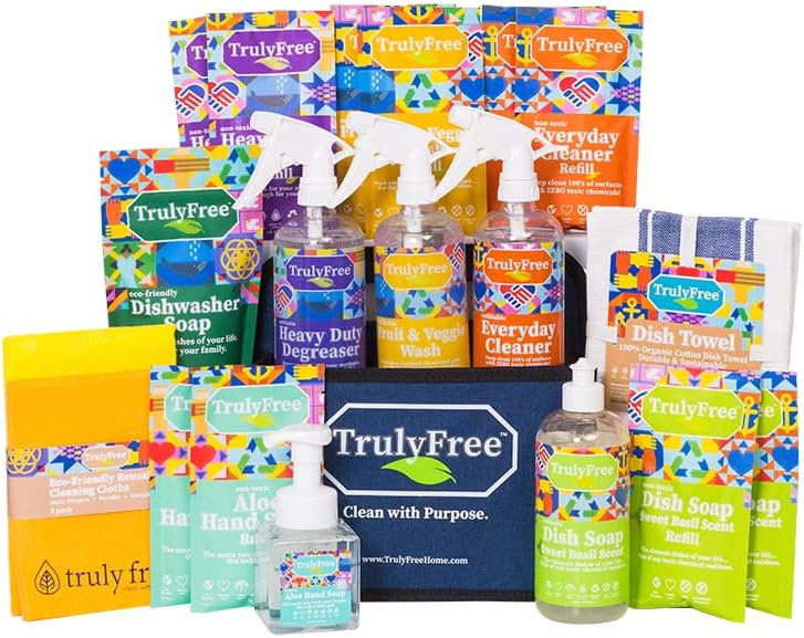 Actually Free Full Kitchen Cleansing Provides Bundle: 9-Piece Pure and Natural Cleansing Set, Pet-Protected Dwelling Cleansing Package with Plant-Primarily based Merchandise